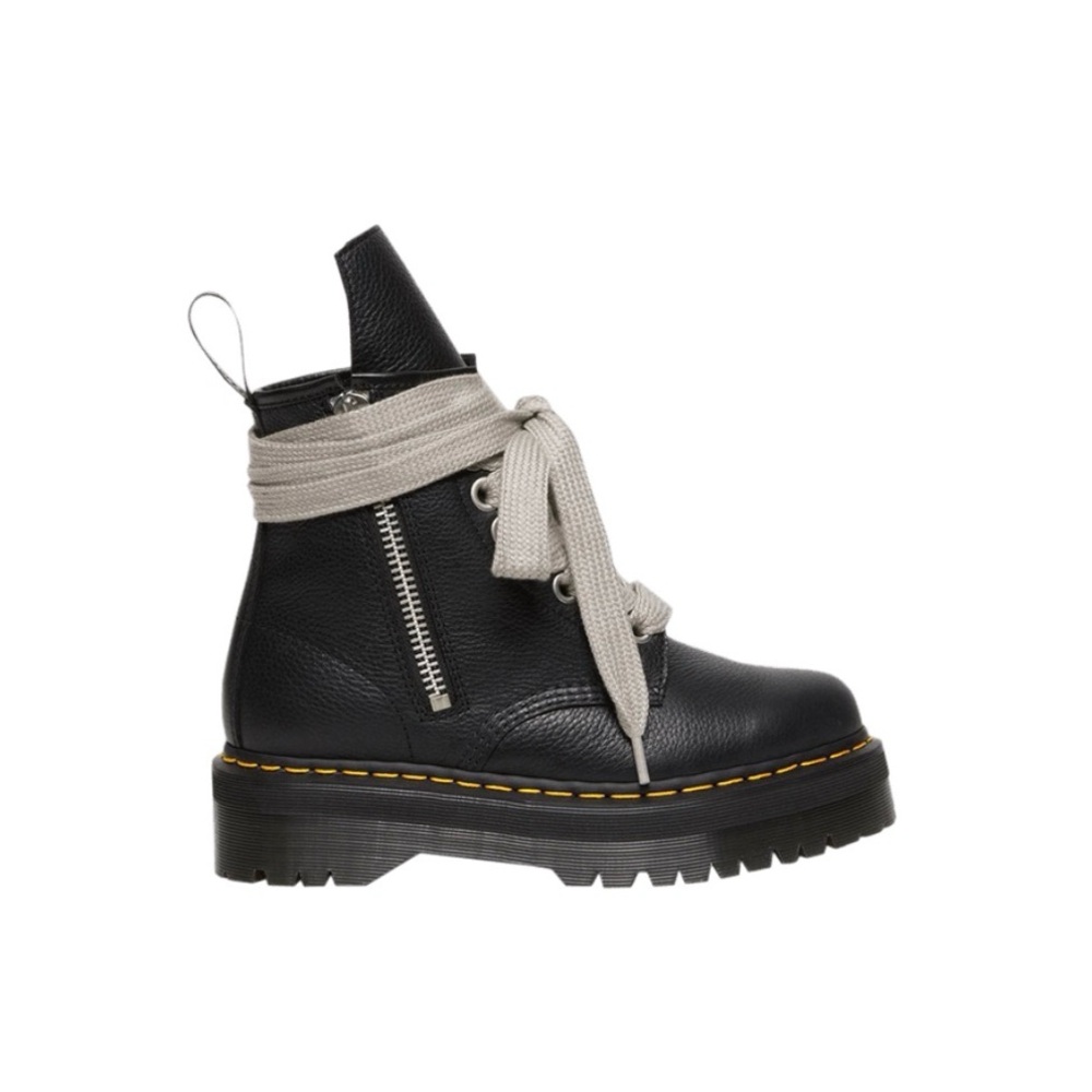 Dr. Martens Black Leather Boots with Cream Laces